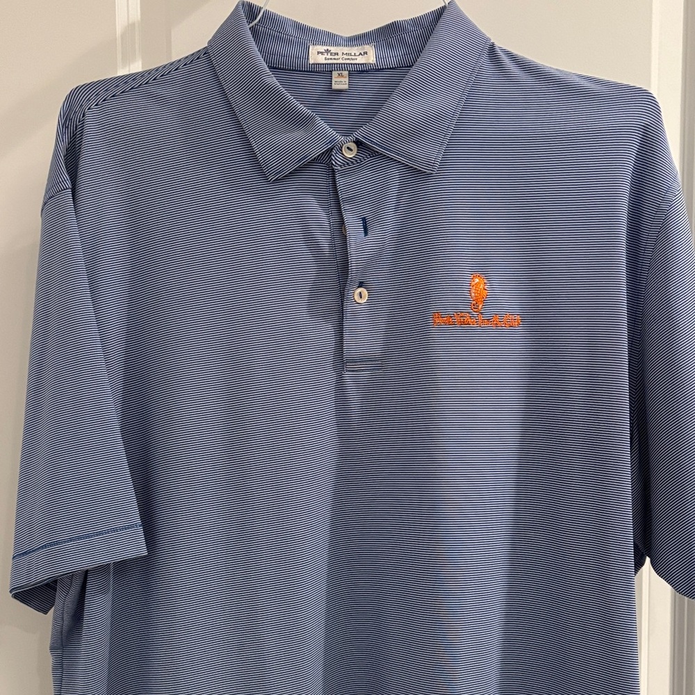 Peter Millar Striped Blue Polo Shirt